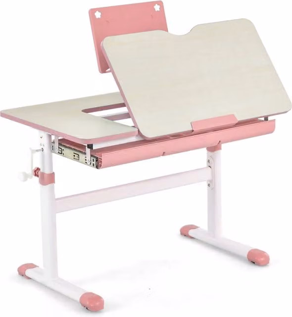 Scrivania ergonomica per bambini Design Mania con piano inclinabile e altezza regolabile, Rosa