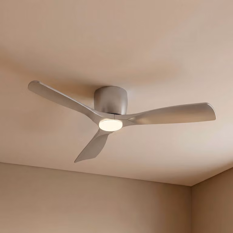 Ventilatore da soffitto LED Lucande Smart Moneno, argento, DC, Tuya Moneno Lucande, dimmerabile, Cromo / Argento, Soggiorno / Sala da pranzo, Metallo, Moderno