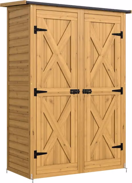 Capanno in legno Outsunny marrone con ripiani per giardino e terrazzo