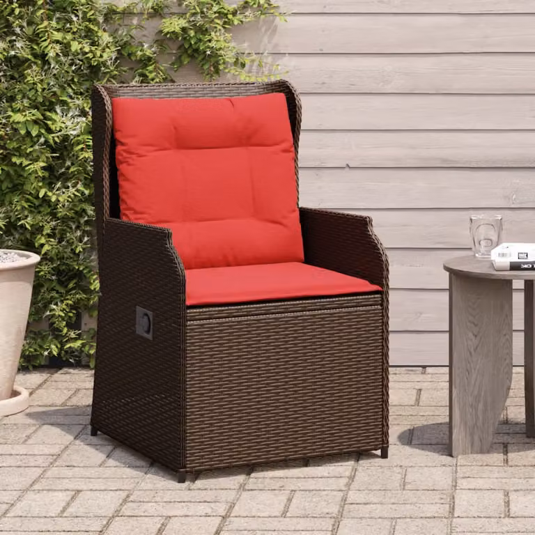 Set di 2 sedie da giardino reclinabili vidaXL in polyrattan marrone con cuscini inclusi