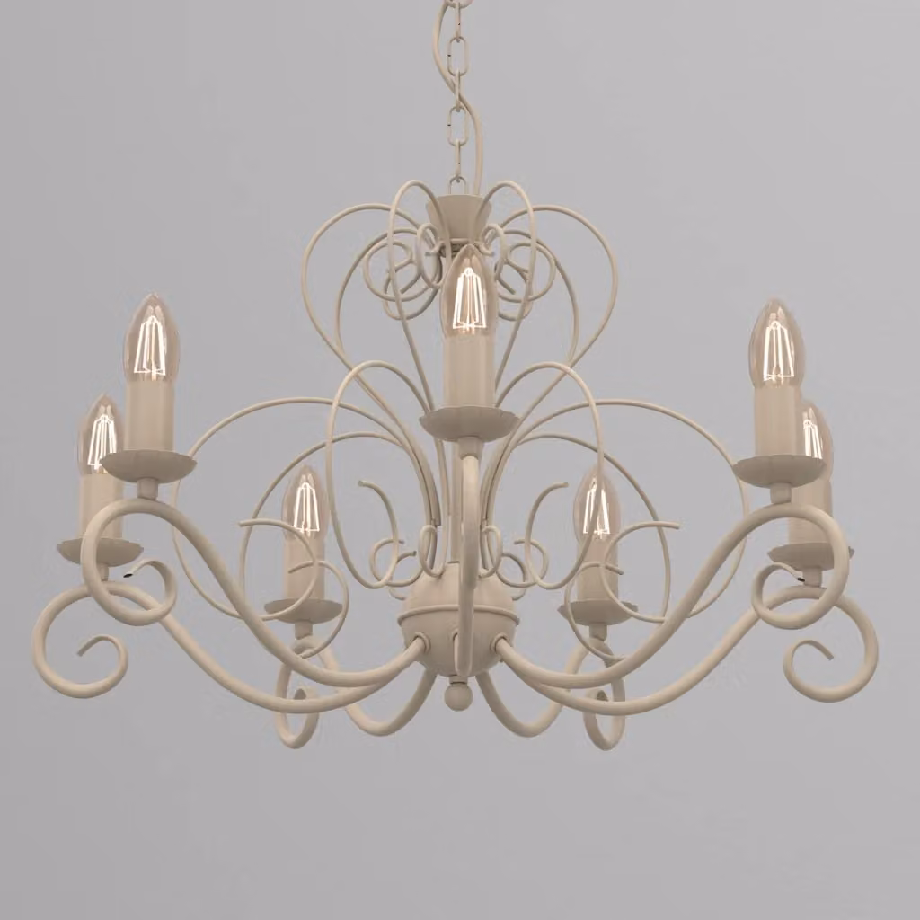 Lampadario decorativo Mauro Luminex in metallo beige con 7 luci E14 – 2