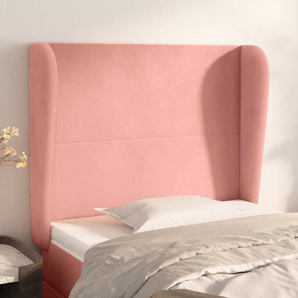 Testiera ad orecchio vidaXL in velluto rosa L: 103 cm, P: 23 cm, H: 118-128 cm
