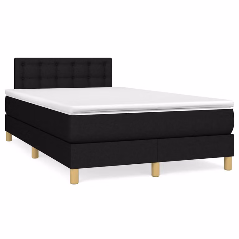 vidaXL Giroletto a Molle con Materasso Ibrido in Tessuto Nero e Bianco L/P/H: 120 x 200 x 88 cm