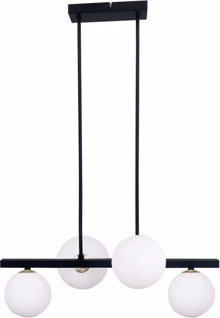 Lampadario a sospensione Candellux Kama in metallo e vetro nero e bianco con 4 lampadine G9