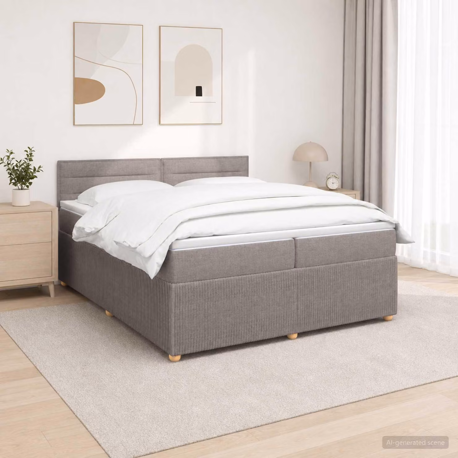 Maison Exclusive - Letto boxspring con materasso Taupe 200 x 200 cm Tessuto