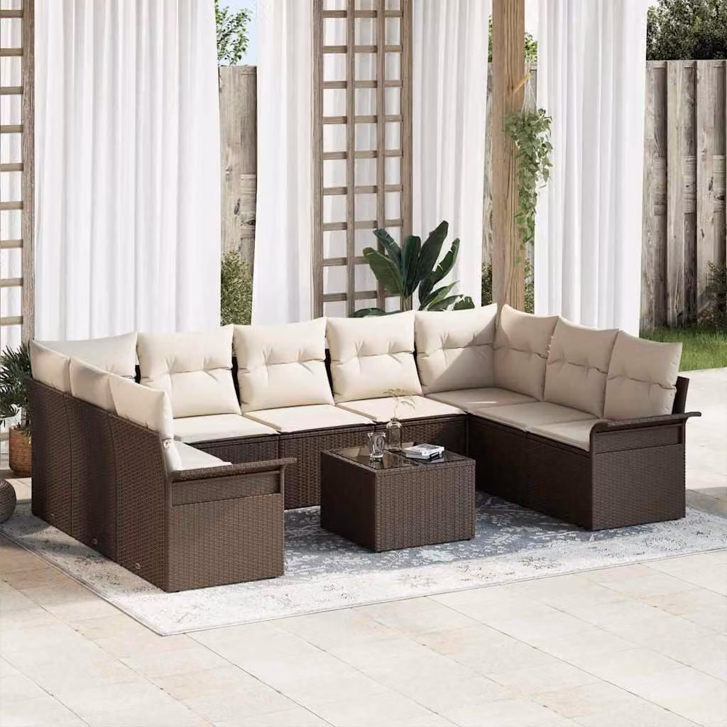 Maison Exclusive - Set Divano da Giardino 10 pcs Grigio polyrattan