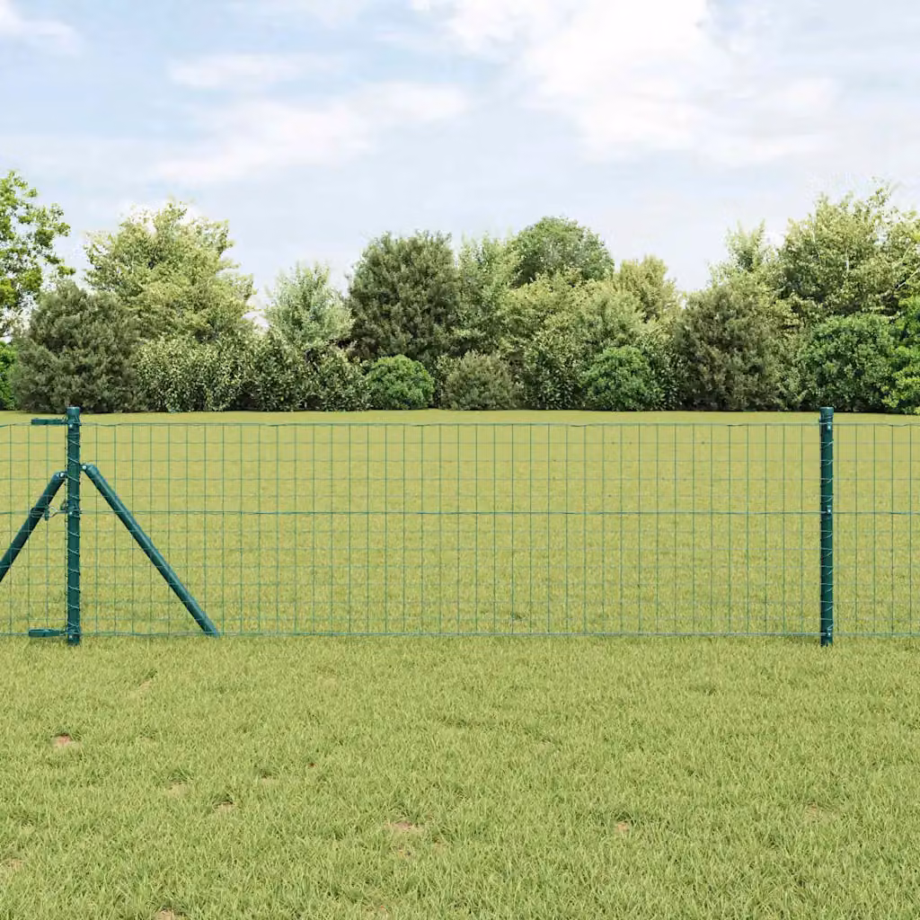 Recinzione in ferro rivestito in PVC verde vidaXL, L: 10 m, H: 0,6 m