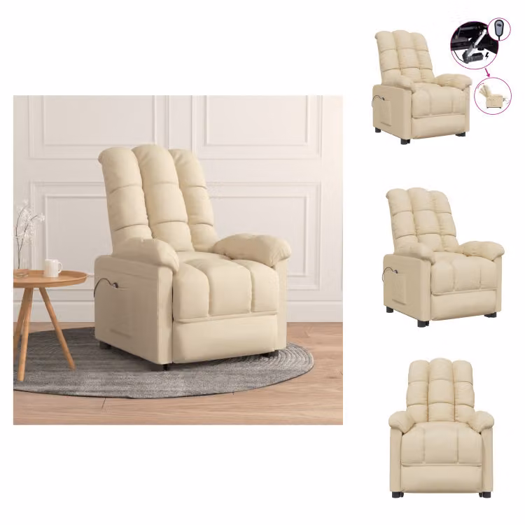 vidaXL Poltrona relax elettrica in tessuto crema - Poltrona