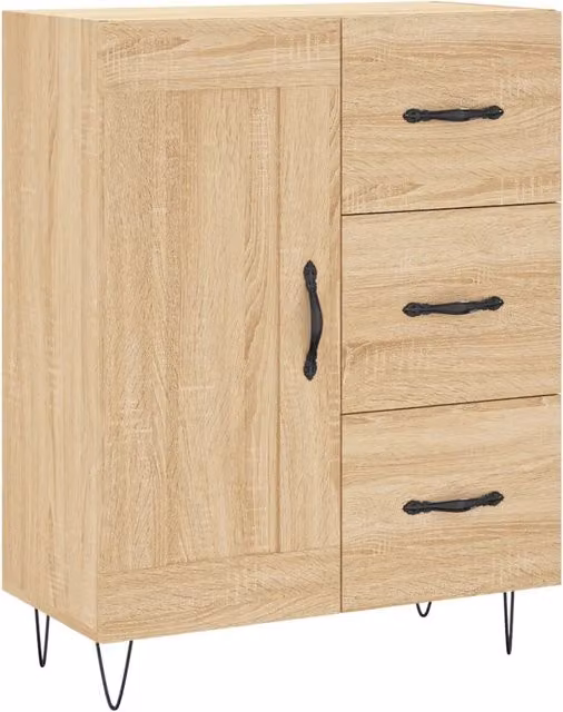 Credenza Buffet da pranzo in Rovere Sonoma e Legno Multistrato, Colore Marrone, L/P/H: 69,5 x 34 x 90 cm