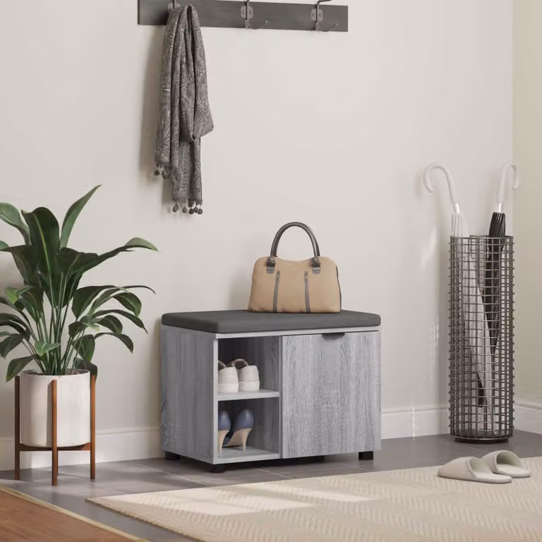 Panca per ingresso con scarpiera vidaXL in stile moderno, colore grigio, L 60 x P 38 x H 46 cm