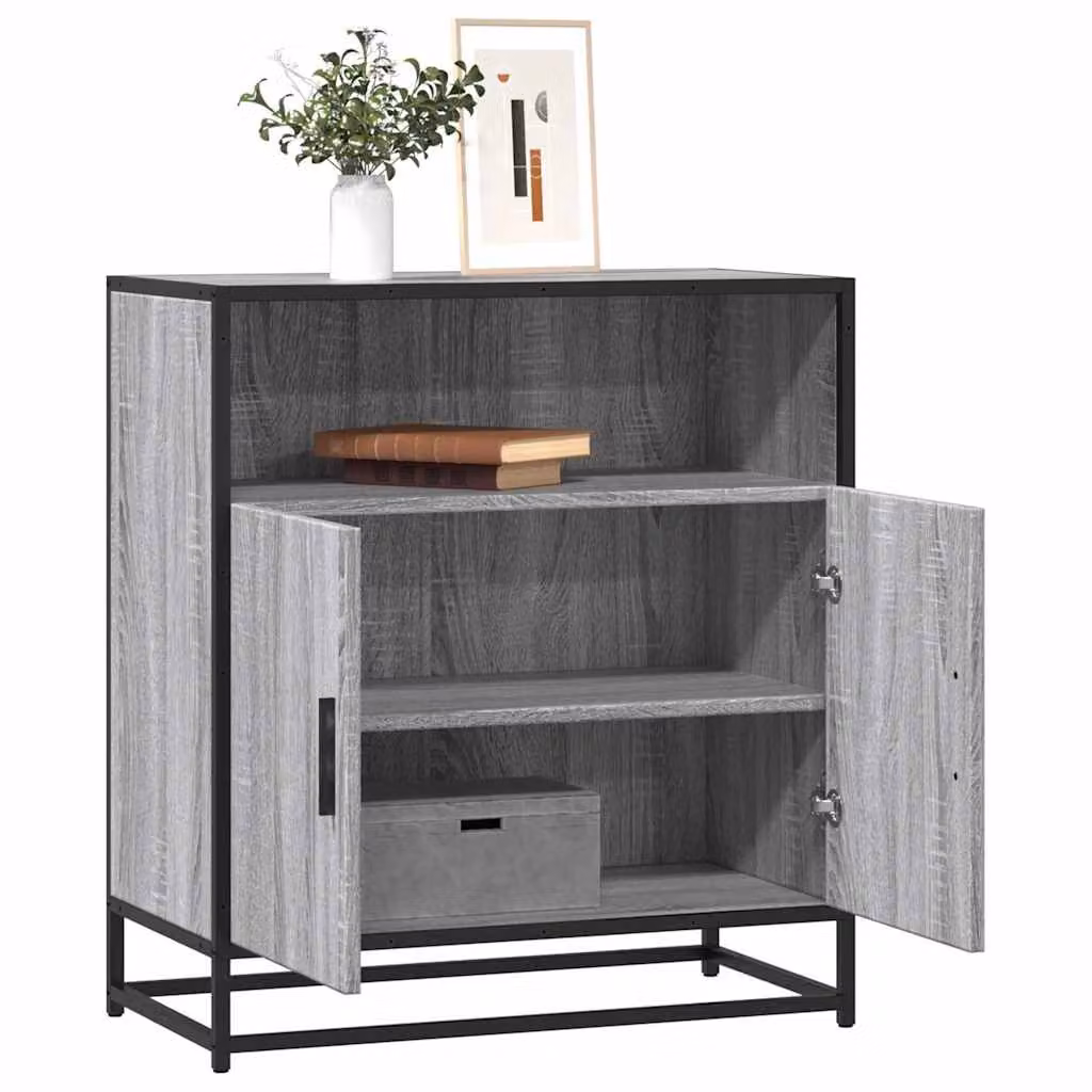 Credenza vidaXL in stile industriale in legno e metallo, Grigio, L 68 cm x P 35 cm x H 76 cm