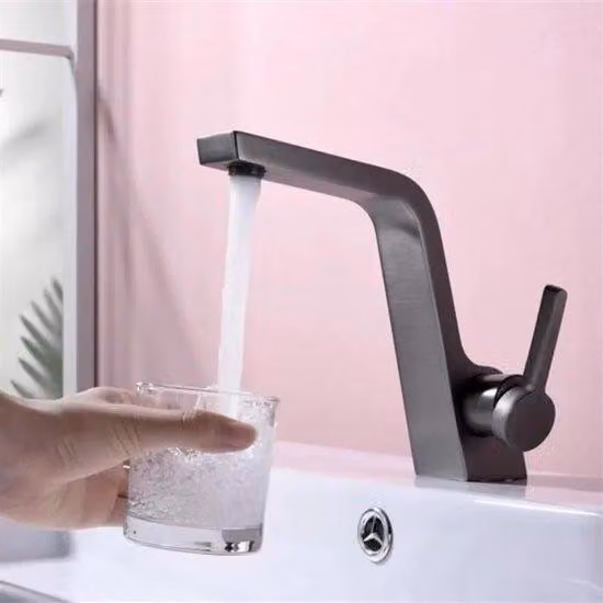 Rubinetto per vasca in ottone, comando monocomando, acqua calda/fredda, grigio