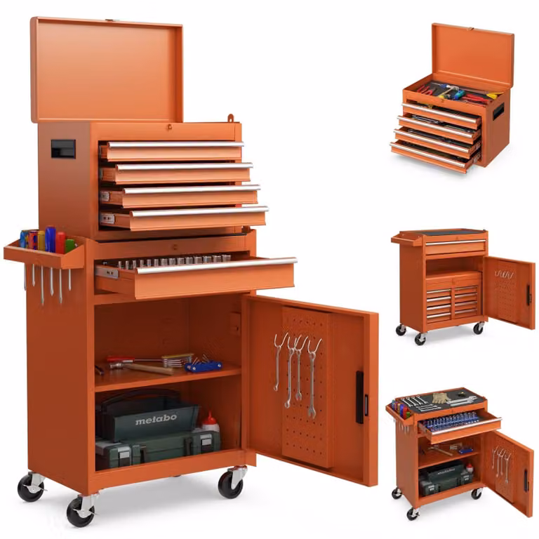 Cassettiera portautensili 2 in 1 con ruote, 5 cassetti, capacità 100 kg