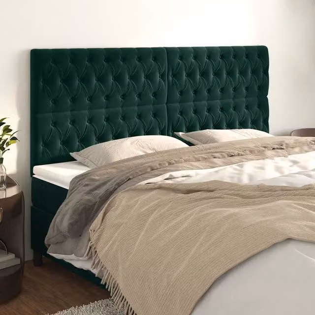 Testiera decorativa Design Mania in velluto verde scuro L: 200 cm, P: 7 cm, H: 118-128 cm