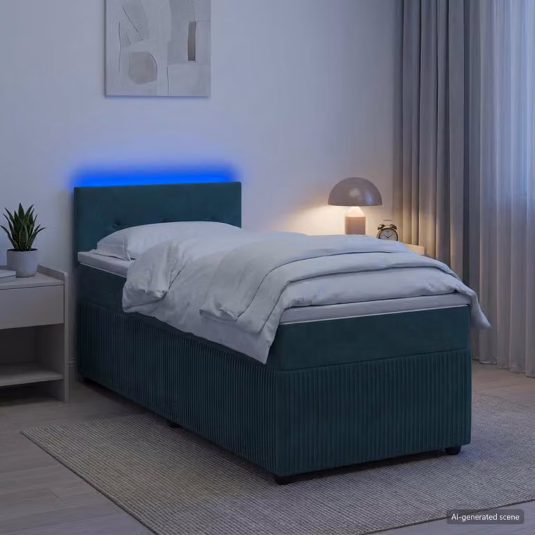 Maison Exclusive - Letto boxspring con materasso verde scuro 90 x 200 cm velluto