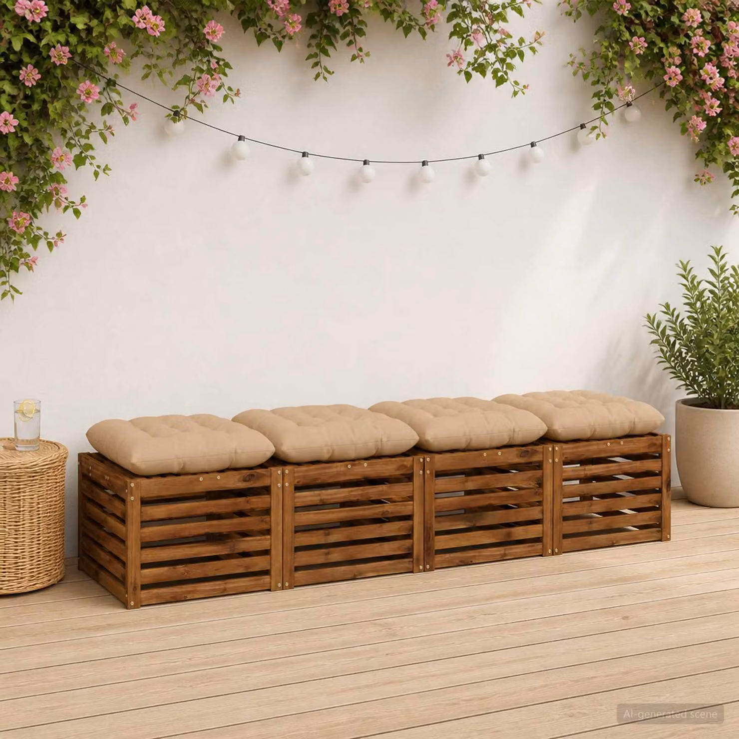 Set di 4 cuscini per seduta VIANEN vidaXL in poliestere color sabbia con imbottitura in schiuma e rivestimento lavabile