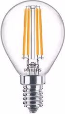 Lampadina LED Philips a goccia con attacco E14, 6,5 W, 806 lumen, luce bianco neutro 4000K, vetro trasparente