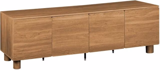 Mobile TV moderno SWEEEK in legno e metallo marrone con 4 ante e cassetto soft close L: 180 cm, P: 40 cm, H: 53 cm
