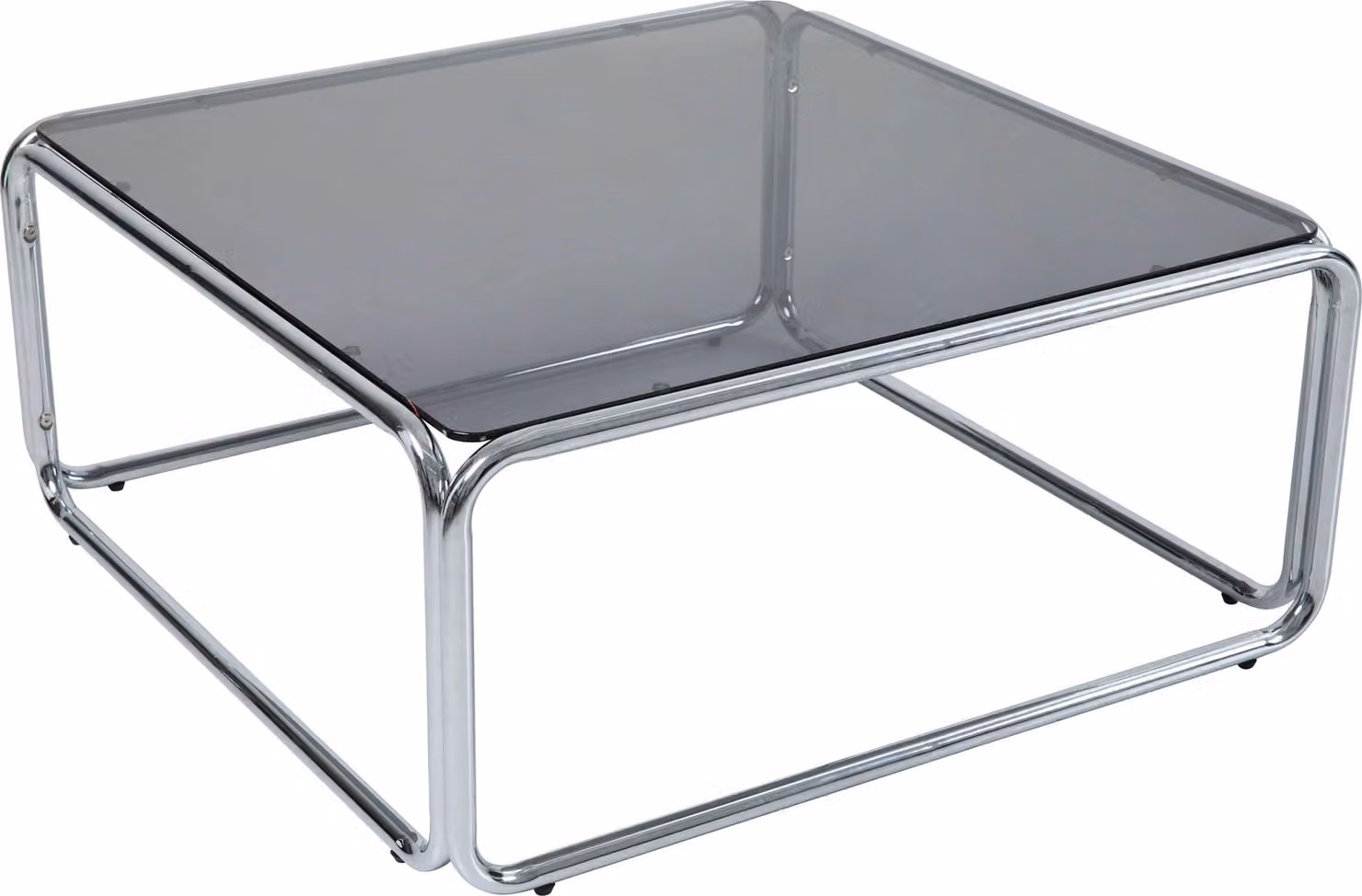 Tavolino quadrato L90 cm in metallo e vetro nero - Oviala Lewis