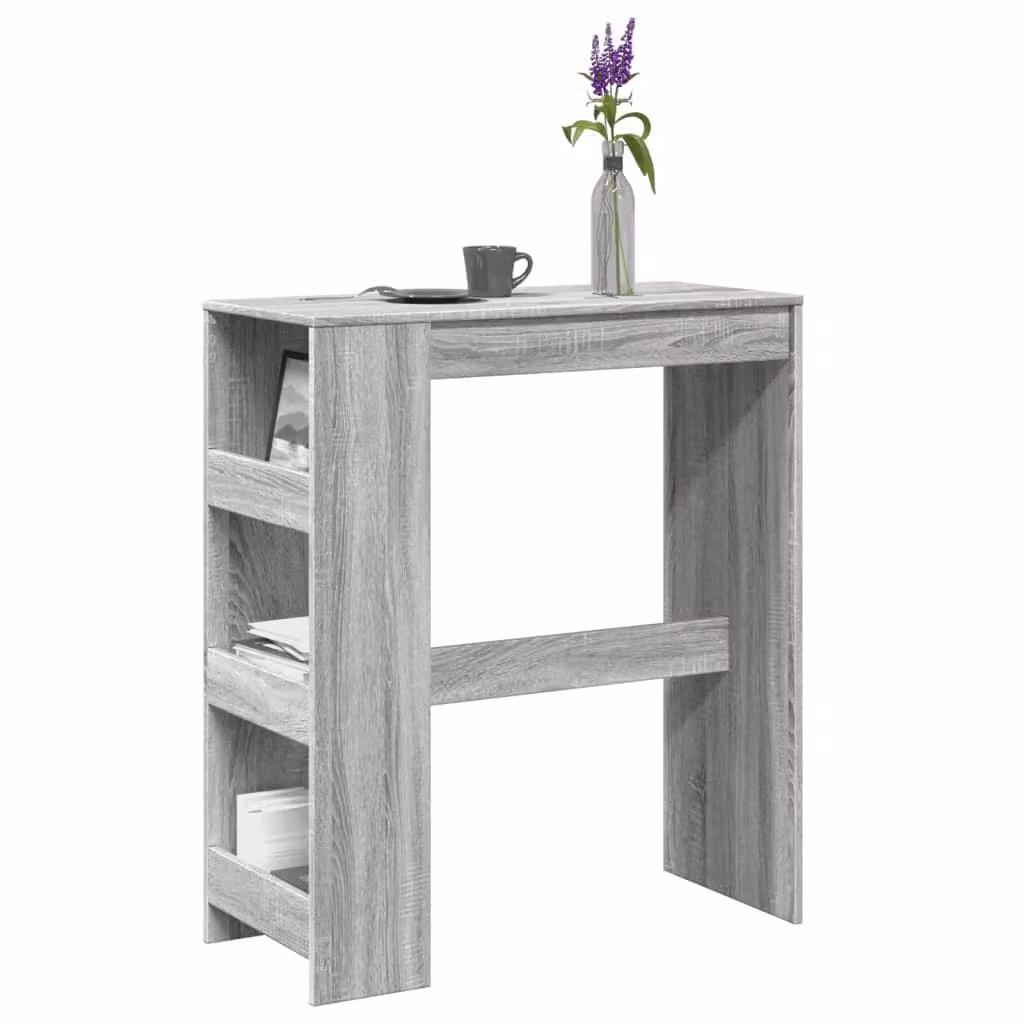 vidaXL Tavolo Bar con Rastrelliera Grigio L: 90 cm, P: 40 cm, H: 103,5 cm