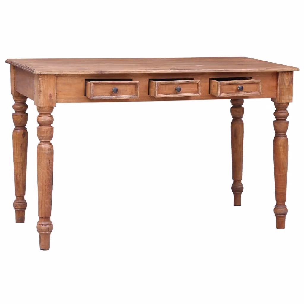 Scrivania con Cassetti 117x57x75 cm in Legno Massello di Mogano