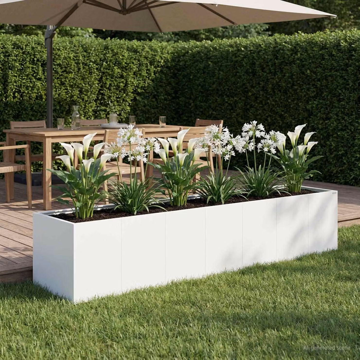 vidaXL Vaso da giardino in metallo Bianco L: 280 cm, P: 80 cm, H: 60 cm