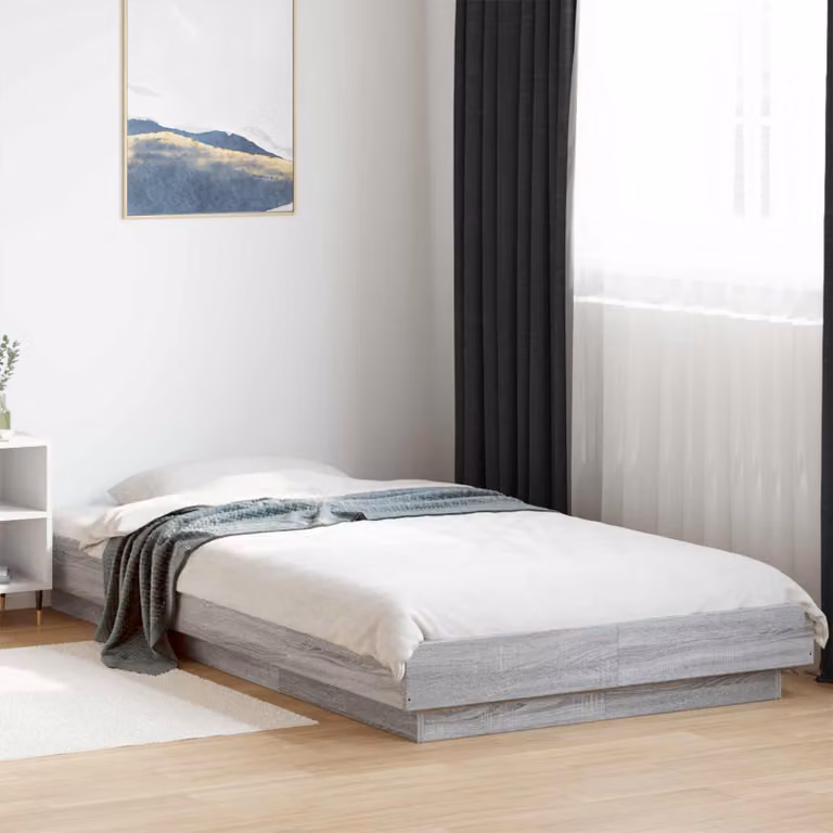 Letto moderno vidaXL Sonoma grigio con illuminazione LED e porta USB in legno ingegnerizzato L 80 x P 200 cm