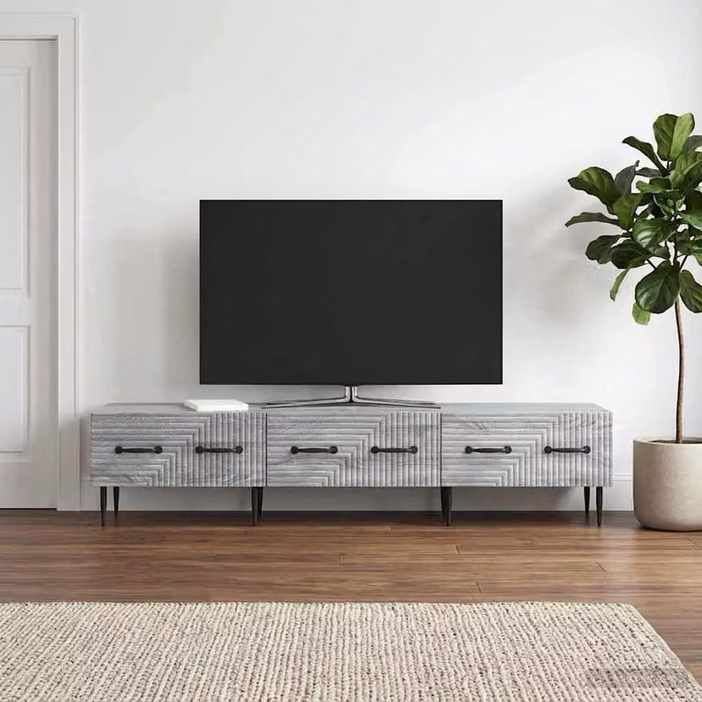 Mobile TV vidaXL in legno ingegnerizzato grigio, L 147 x P 34,5 x H 30 cm