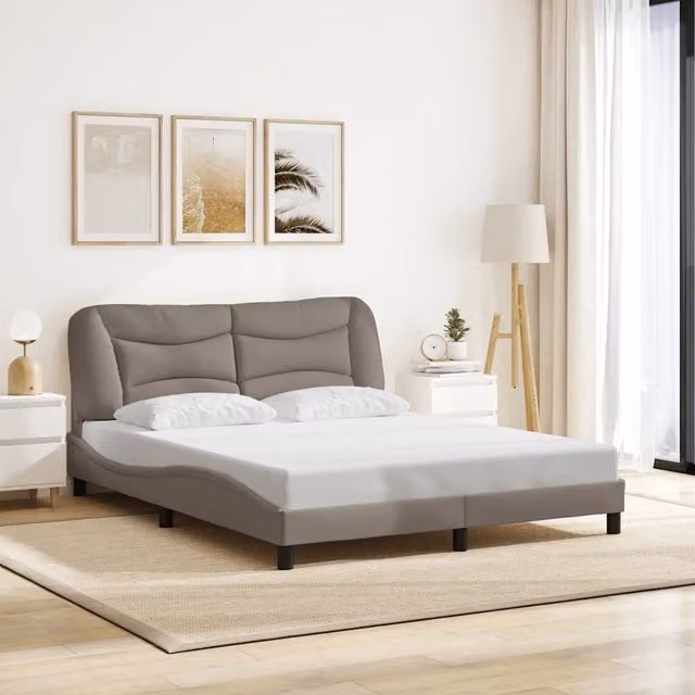 Giroletto senza Materasso-Struttura Letto Hvar Tortora 160x200 cm in Tessuto