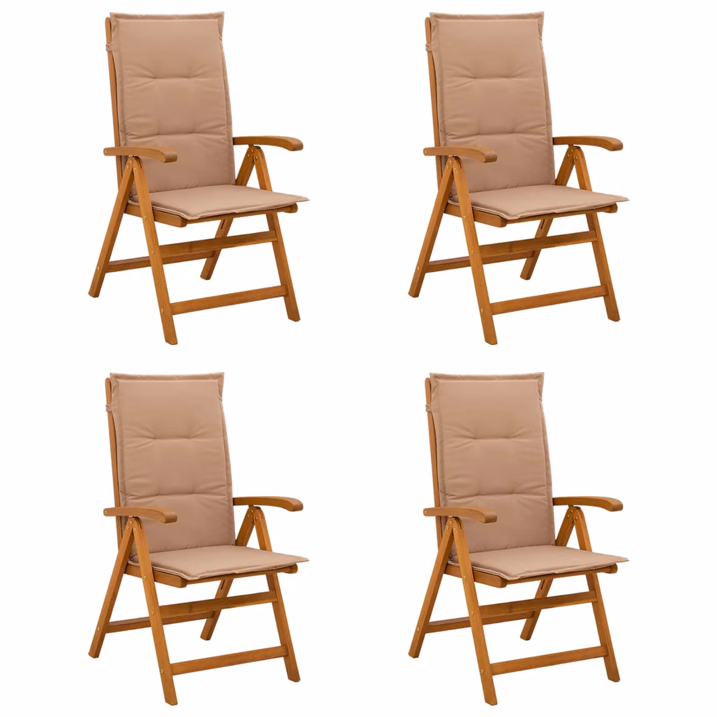 Set di 4 sedie da giardino reclinabili vidaXL in legno di acacia oliato Naturale