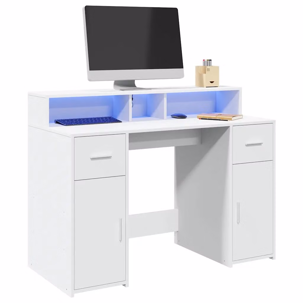 Scrivania Gaming moderna vidaXL in MDF bianco e nero L/P/H: 120 x 70 x 91 cm