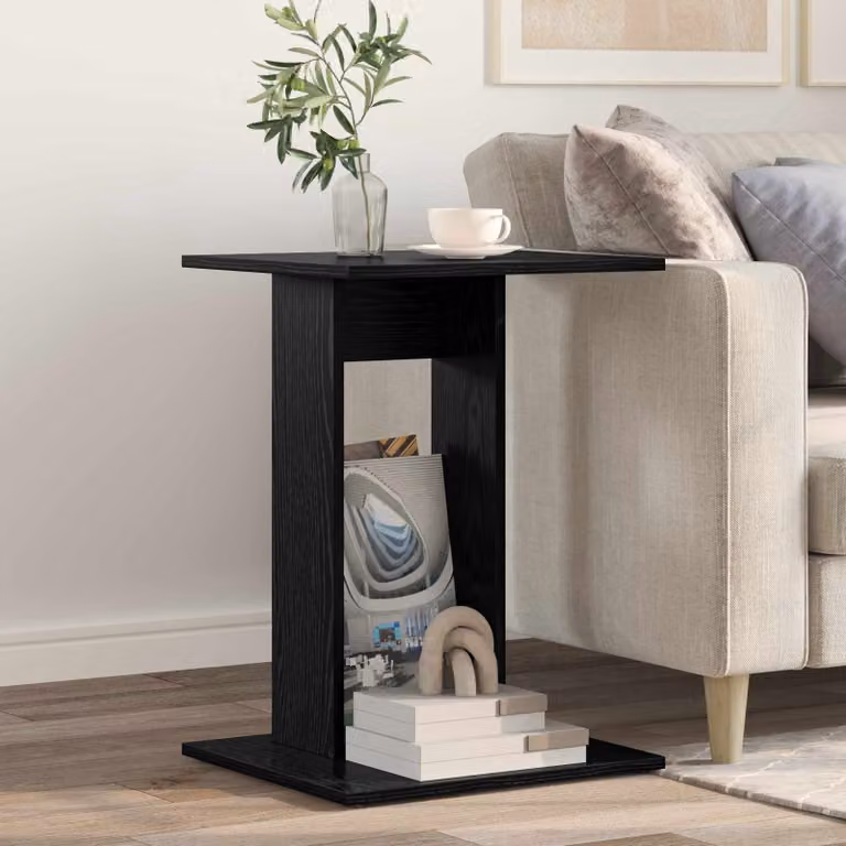 vidaXL Tavolo laterale moderno in MDF nero L: 45 cm, P: 40 cm, H: 62,5 cm