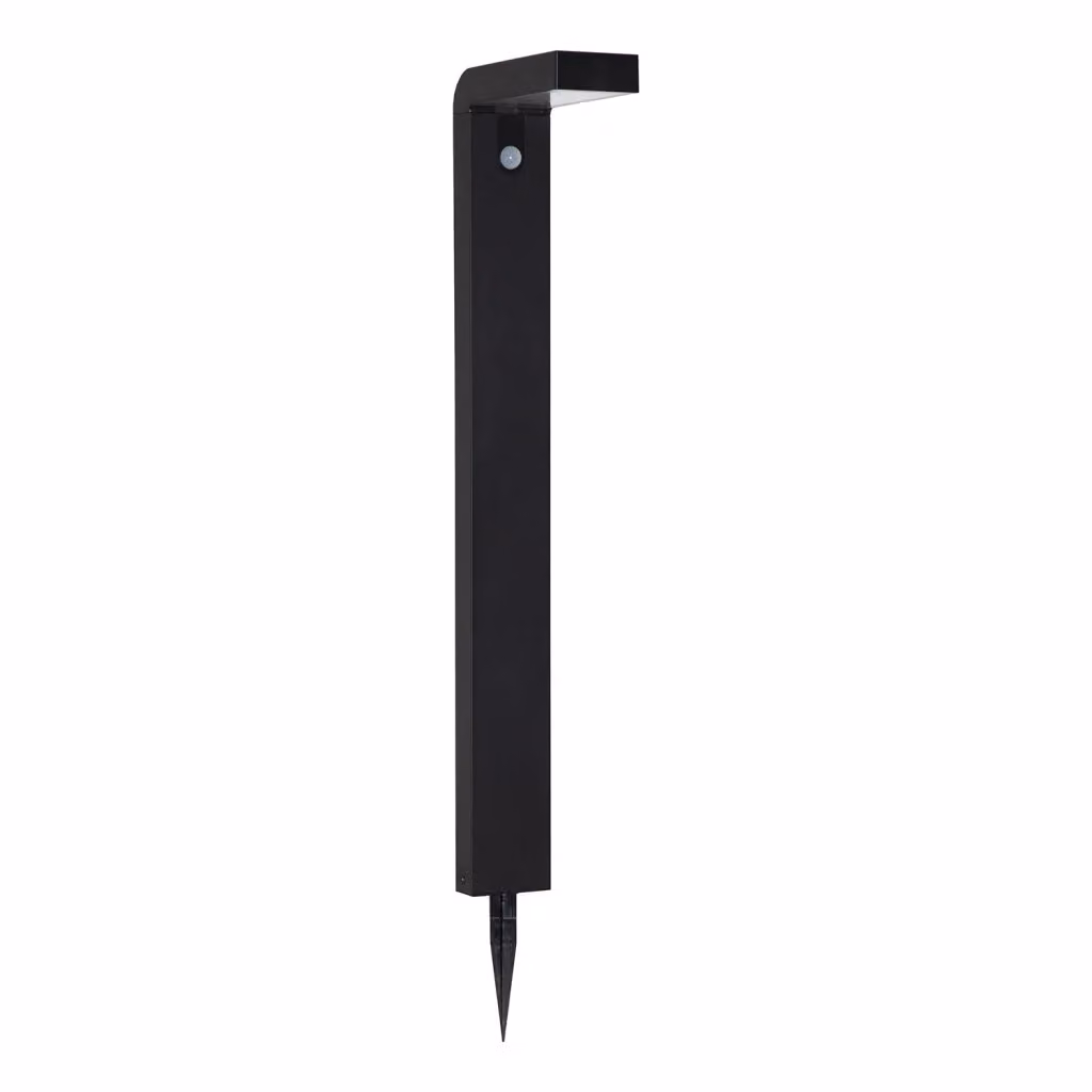 Paletto solare da giardino Eglo moderno in alluminio nero con LED luce bianca calda, sensore di movimento e sensore crepuscolare – 2