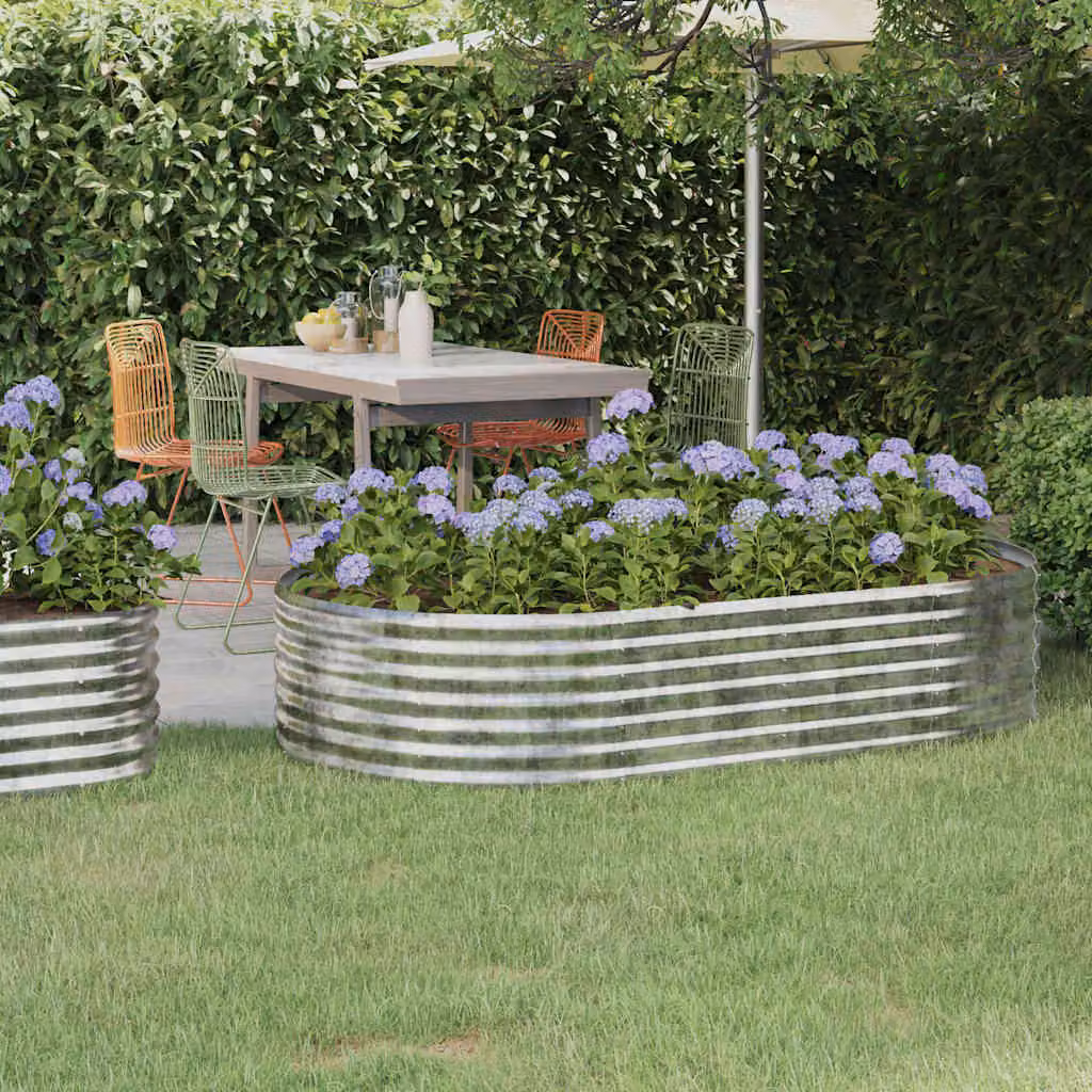 Letto da giardino rialzato vidaXL in acciaio zincato argento L: 175 cm, P: 100 cm, H: 36 cm