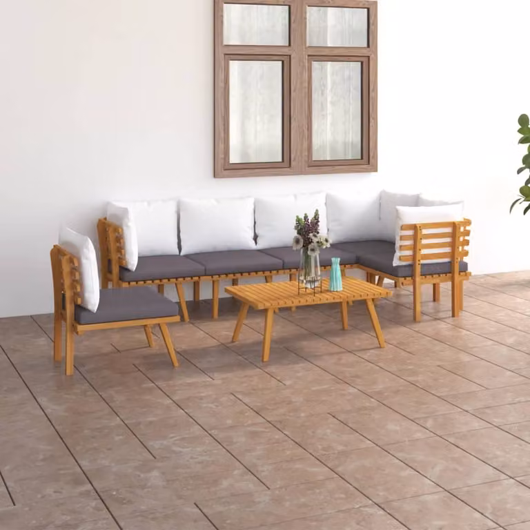 Maison Exclusive - Set da giardino 7 pezzi con cuscini in legno massello di acacia