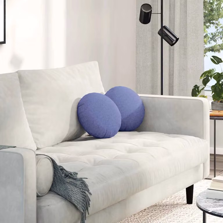 Set di 2 cuscini per seduta rotondi vidaXL in tessuto blu jeans, Ø30 x 13 cm
