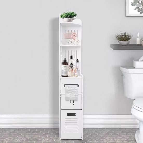 Cassettiera da bagno alta | cassettiera da bagno con cassetto apribile, cassetti scorrevoli, contenitore per il bagno, dimensioni 22 x 20 x 120 cm