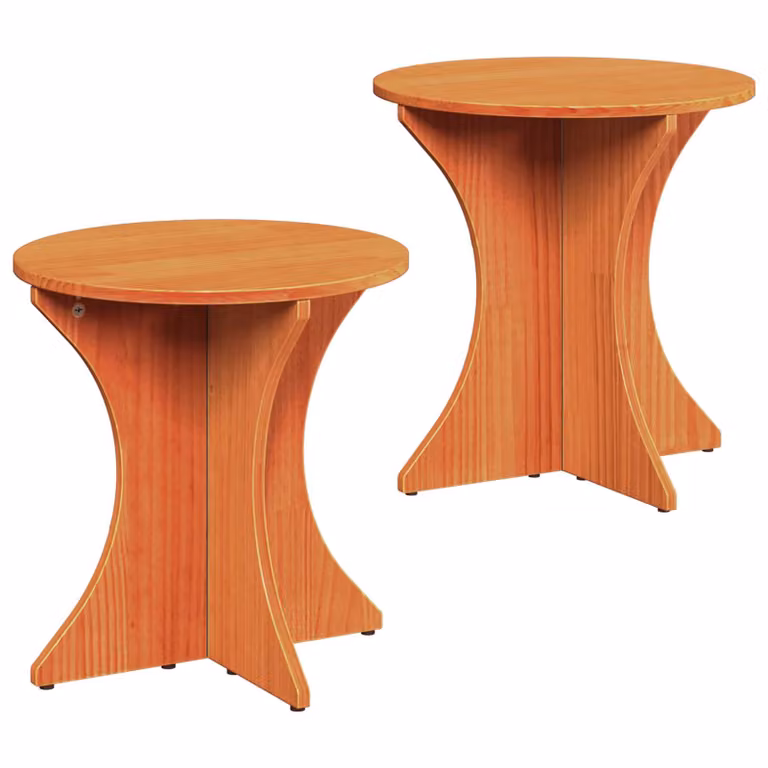 Set di 2 tavolini da salotto vidaXL in legno di pino marrone cerato stile rustico L/P/H: 46 x 46 x 47 cm