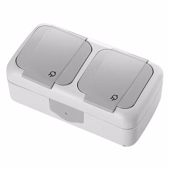 VIKO 90555588 Presa di corrente a 2 vie impermeabile da esterno grigio IP54