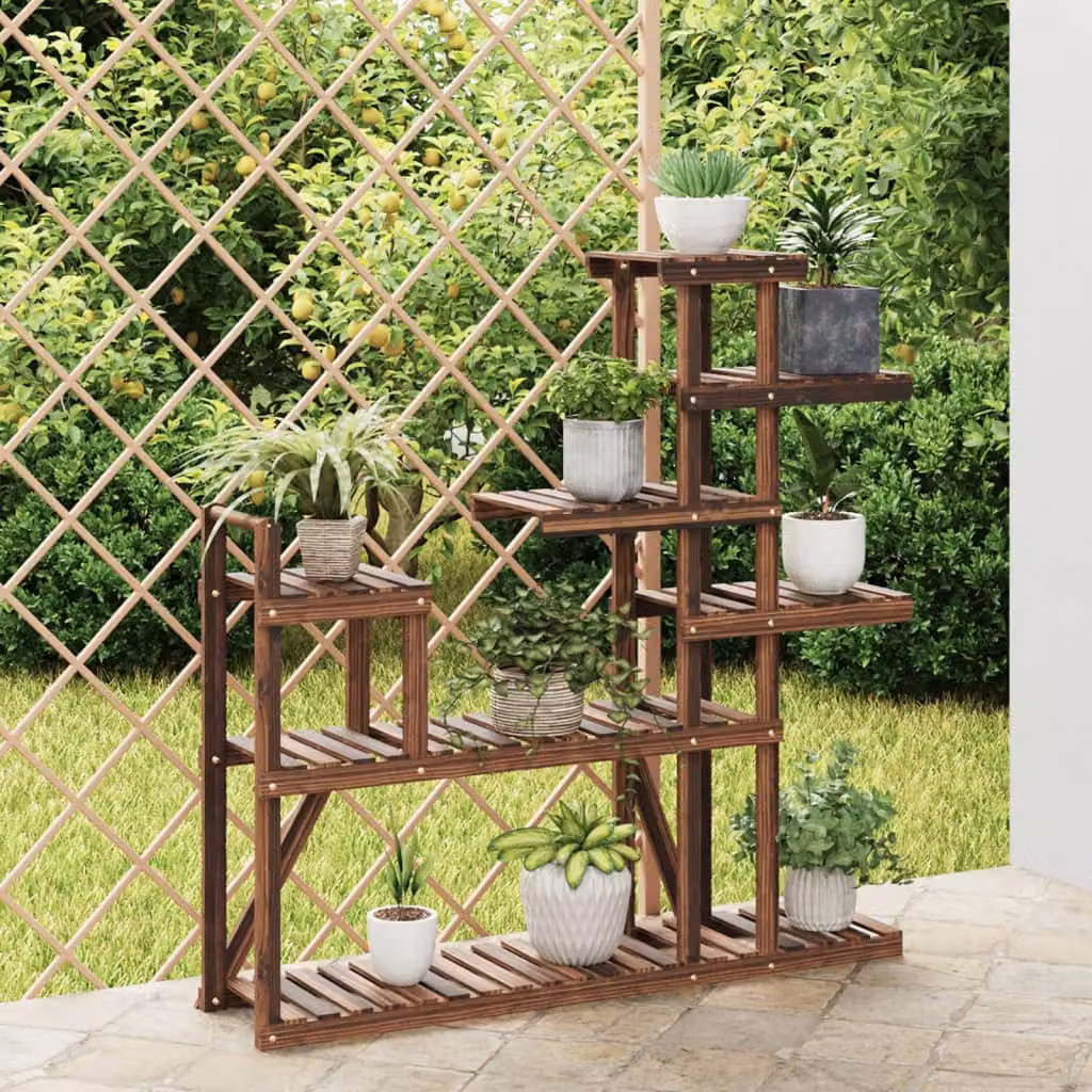 vidaXL Portafiori in Legno di Abete Massello Marrone L/P/H: 110 x 25 x 111 cm