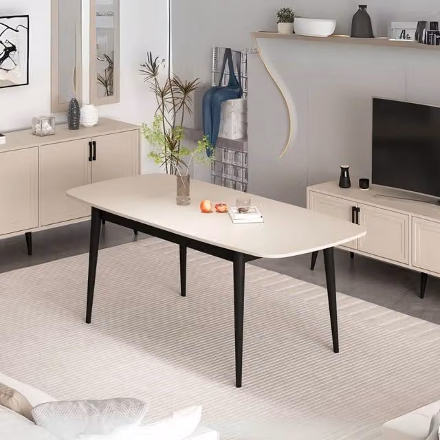 Tavolo allungabile Prime top cashmere e gambe nere 160x90x77H