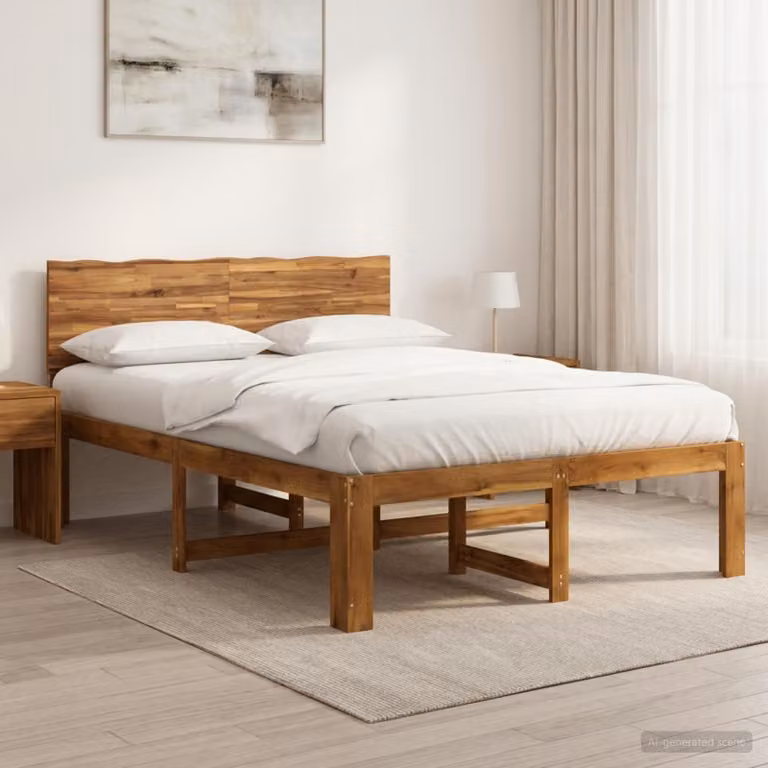 Letto matrimoniale con testiera vidaXL ROSTOCK in legno di acacia marrone L/P/H: 120 x 200 x 91 cm