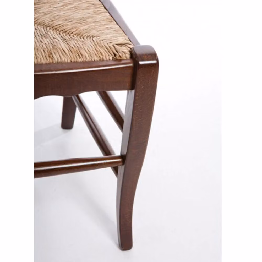 Set di 6 sedie Montanara in legno massello color noce scuro con seduta in paglia per casa o hotel – 2