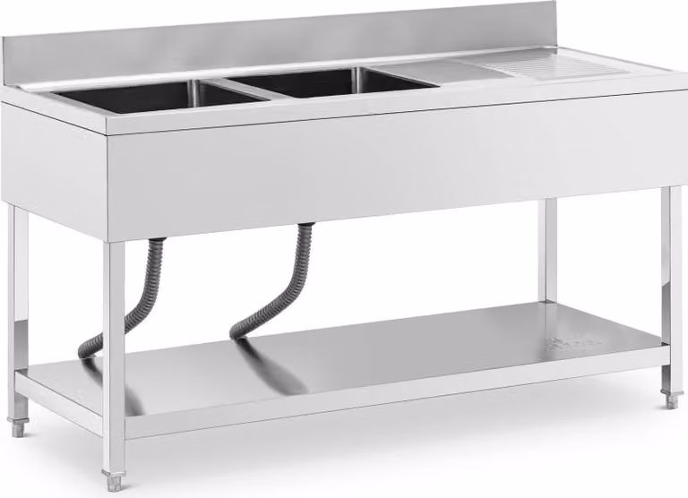 Expondo Royal Catering Lavello - 2 vasche - Acciaio inossidabile - 160 x 60 cm -
