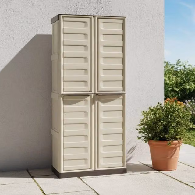 Armadio da esterno Ipno DMORA con 3 ripiani e serratura, colore beige, L: 39 cm, P: 70 cm, H: 165 cm
