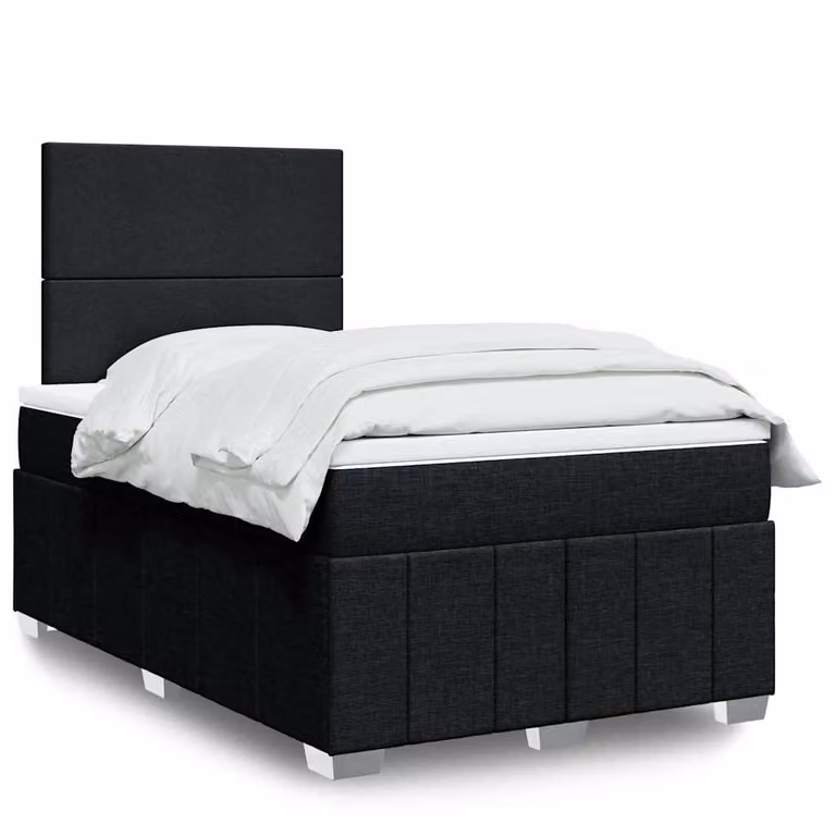 vidaXL Letto Ibrido con Materasso Nero e Struttura in Tessuto L/P/H: 120 x 200 cm