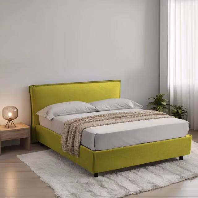 Letto Matrimoniale Brunate DMORA con Materasso Incluso, Verde e Nero, L/P: 160 x 200 cm – 1
