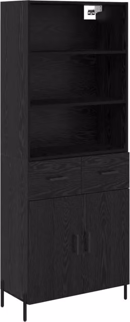 Credenza | Madia | Buffet da pranzo | Armadio da pranzo Rovere nero 69,5 x 34 x 180 cm Legno multistrato