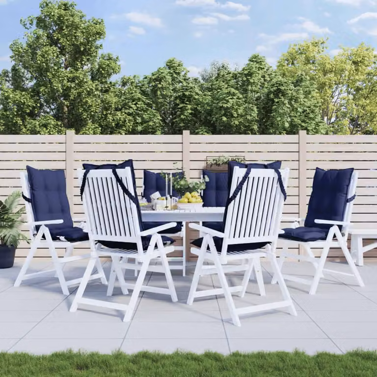 Set di 6 cuscini per sedia con schienale alto vidaXL in tessuto Oxford blu marino, impermeabili e traspiranti