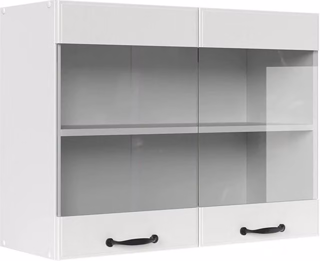 Pensile da cucina Vicco R-Line Bianco rustico con ante in vetro, L: 80 cm, P: 31 cm, H: 60 cm
